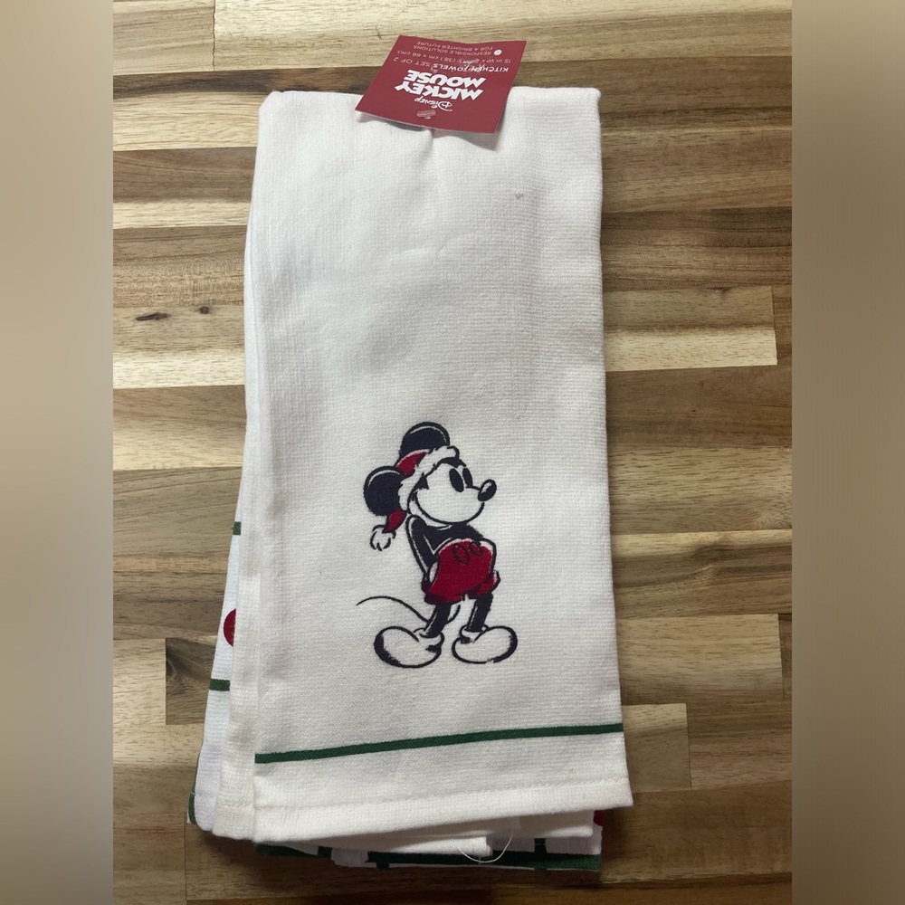 Disney Mickey Mouse Kitchen Towel set (2 pack‎ ) Christmas-100% cotton NWT